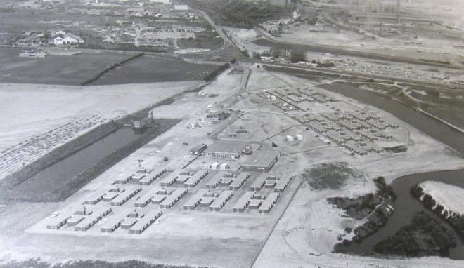 The Anchor Village taken around 1971. It was built to accommodate the thousands of workers who came to the town to build the new steelworks Anchor project.