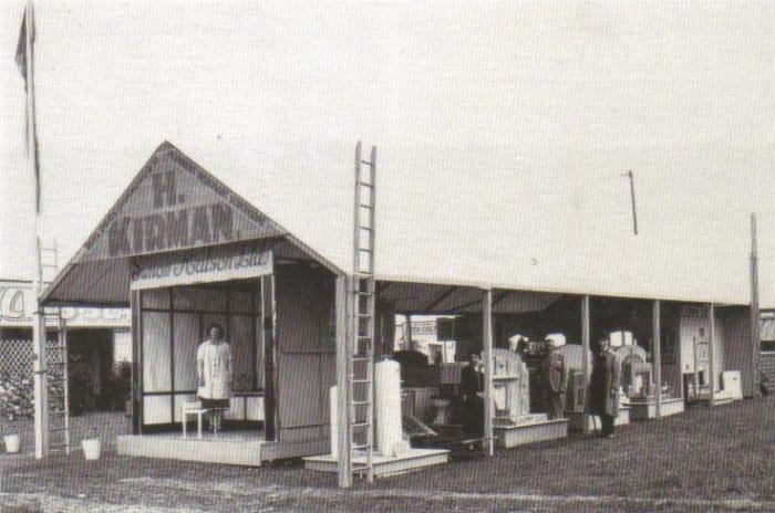 Herbert Kirman's stall at the Scunthorpe Agricultural Show, Trade & Industrial Exhibition at the showground on Brumby Wood Lane in the early 1950,s (now named Quibell Park). He won an award for this stand (see below).